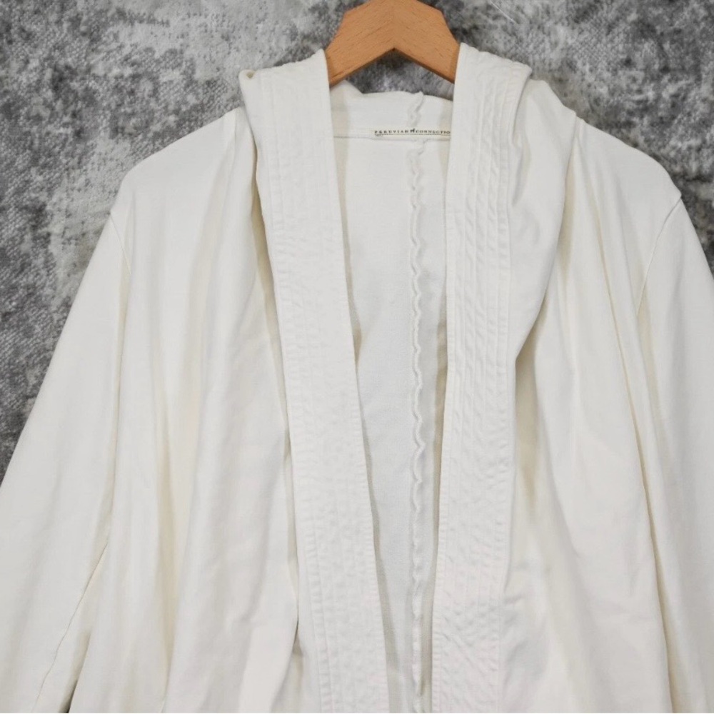 Peruvian Connection Jacket Womens White French Terry Hooded Waterfall M Medium - Picture 2 of 9